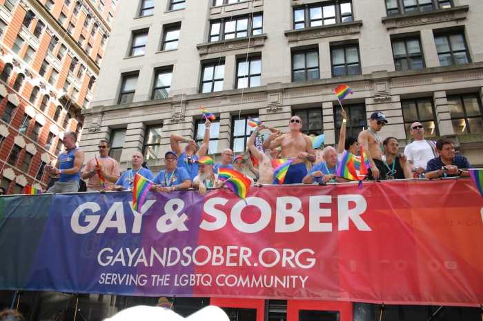 Gay & Sober's float at NYC Pride.