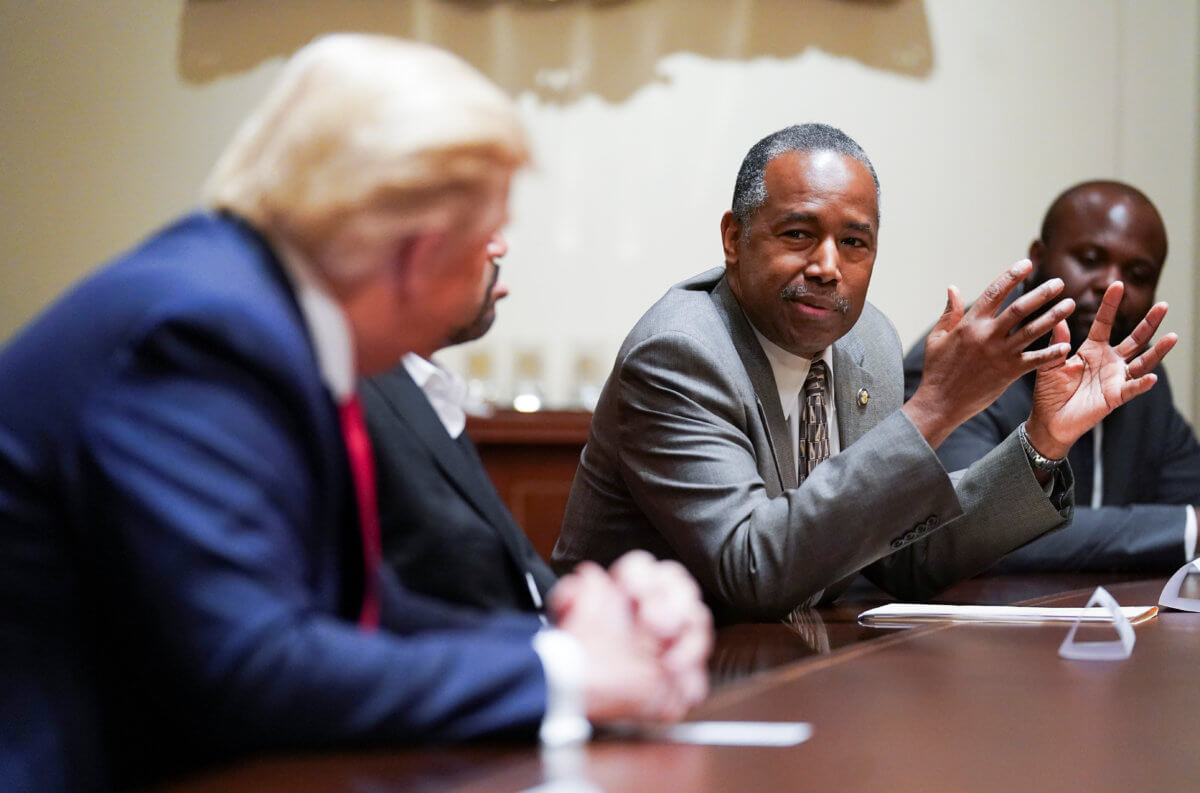 U.S. President Trump holds a meeting with black supporters in the Cabinet Room at the White House in Washington