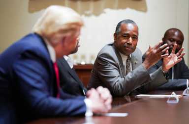 U.S. President Trump holds a meeting with black supporters in the Cabinet Room at the White House in Washington
