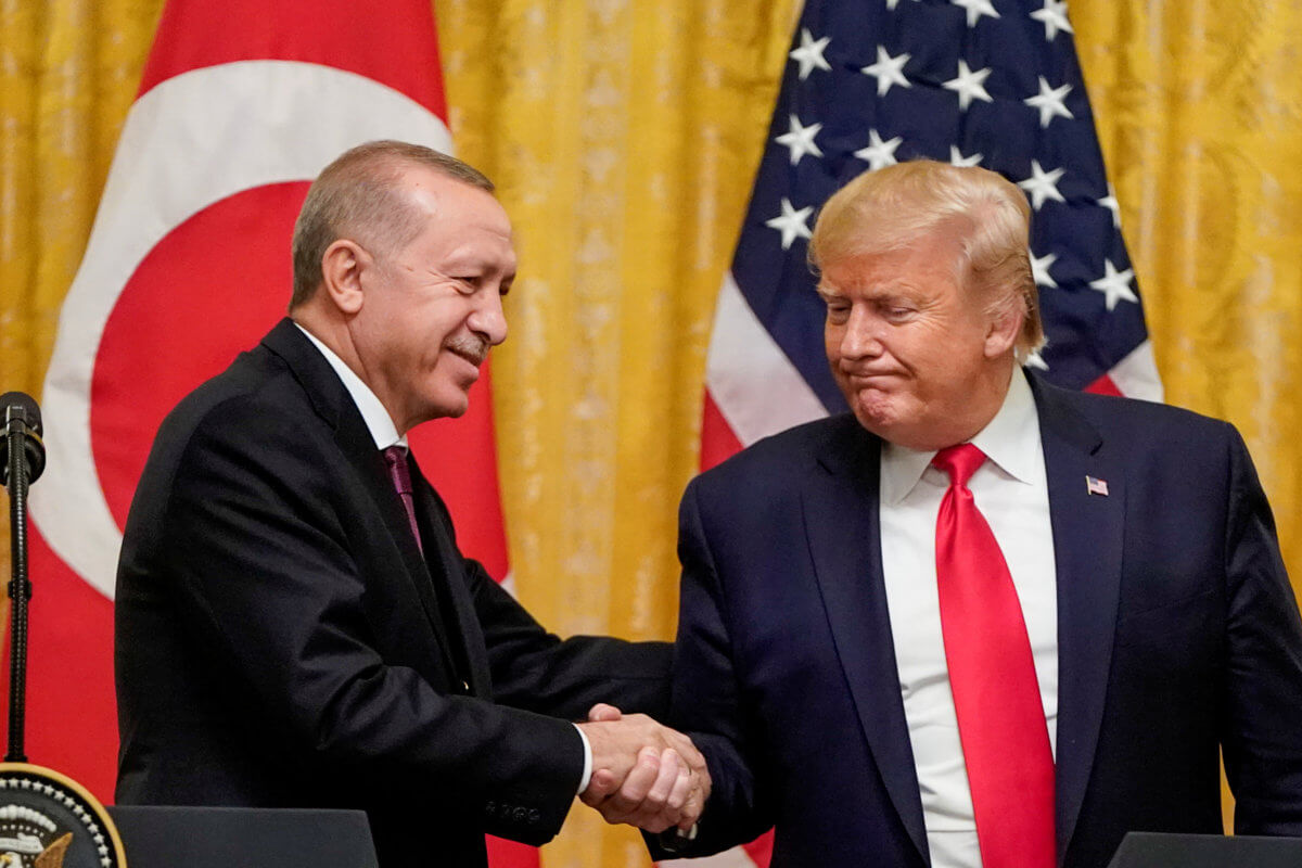 U.S. President Donald Trump and Turkey’s President Tayyip Erdogan hold a joint news conference at the White House in Washington