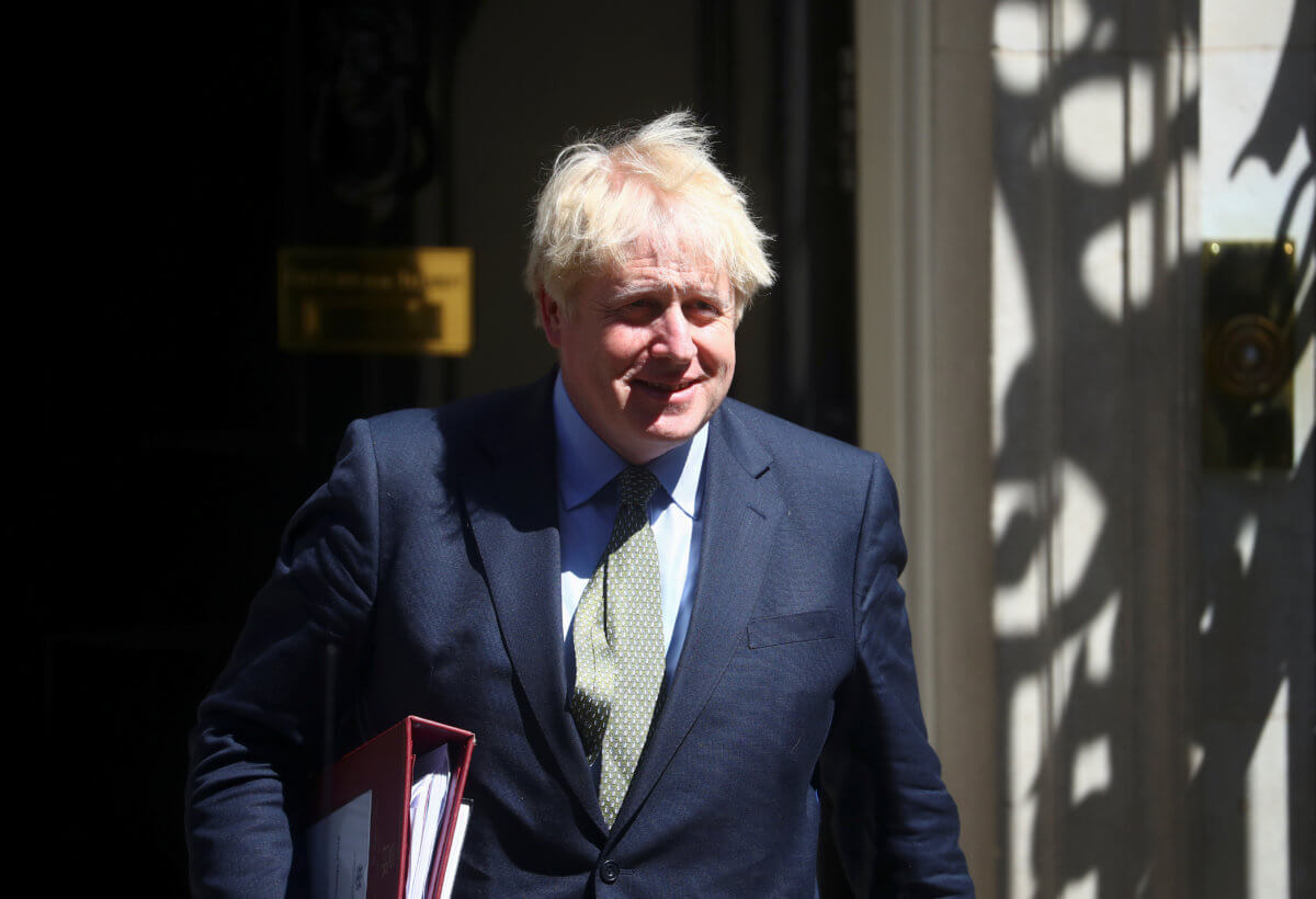 Britain’s Prime Minister Boris Johnson at Downing Street in London