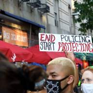 Advocates at a 2020 rally to decriminalize sex work in New York.