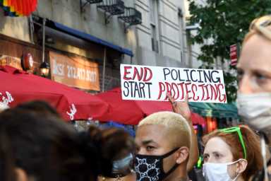 Advocates at a 2020 rally to decriminalize sex work in New York.
