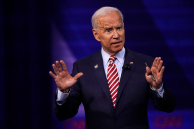 Democratic 2020 U.S. presidential candidate and former Vice President Joe Biden participates in a televised townhall on CNN dedicated to LGBTQ issues in Los Angeles, California