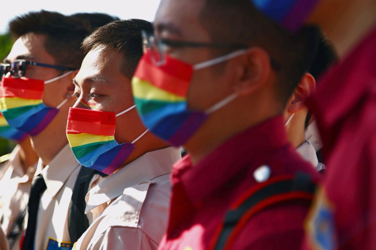 People gather during Asia’s biggest pride parade in Taipei