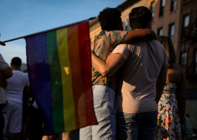 Participants take part in the Brooklyn Pride Twilight Parade in Brooklyn
