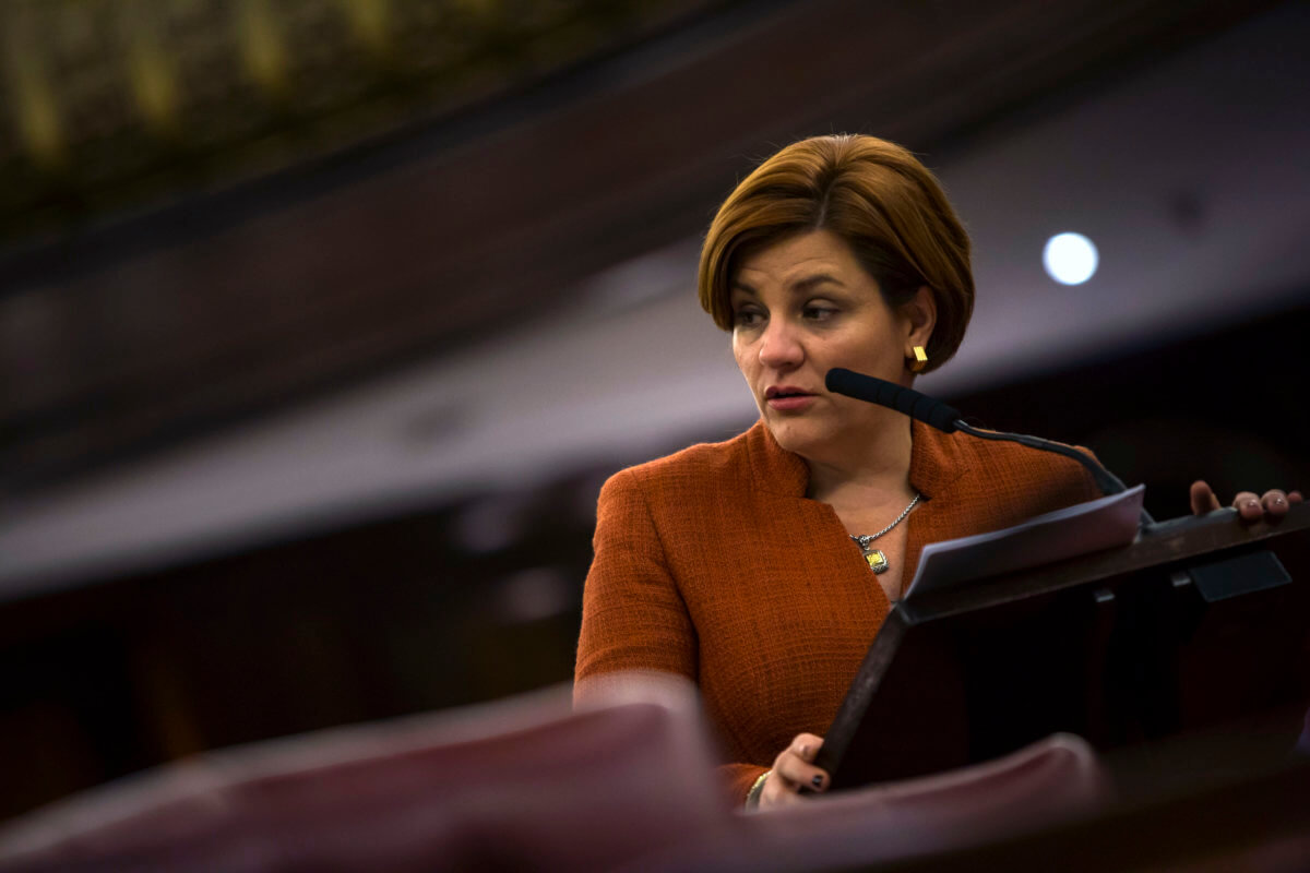 New York City Council Speaker Christine Quinn speaks at a council meeting in New York