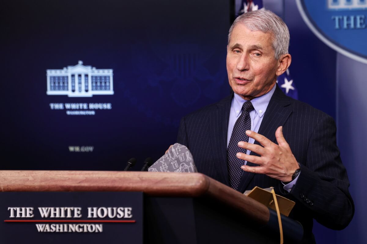 Fauci addresses the daily press briefing at the White House in Washington