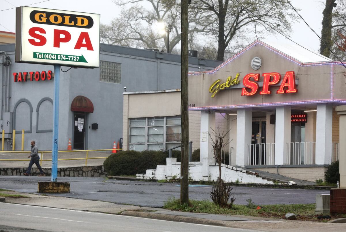 A view of the Gold Spa after deadly shootings at three day spas, in Atlanta