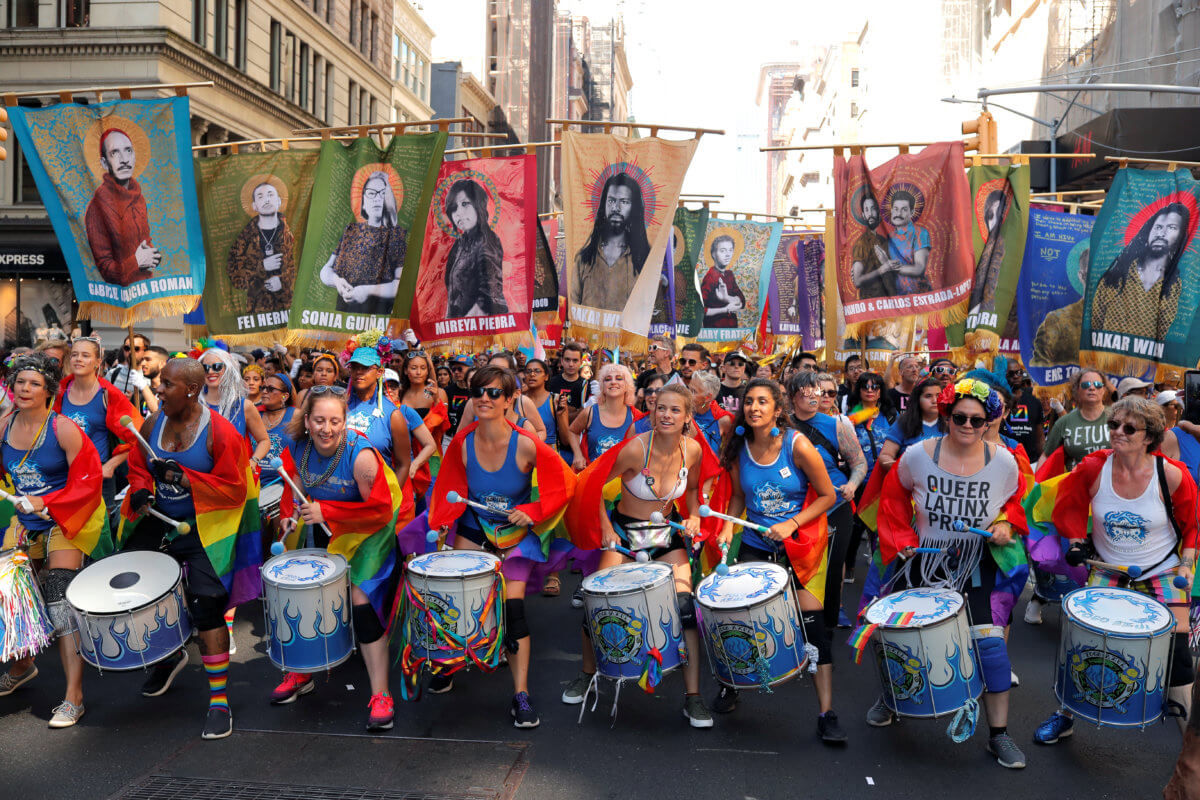 People participate in the 2019 World Pride NYC and Stonewall 50th LGBTQ Pride Parade in New York