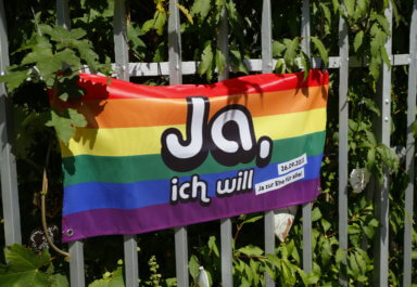 A flag is pictured ahead of a vote on same-sex marriage in Bern