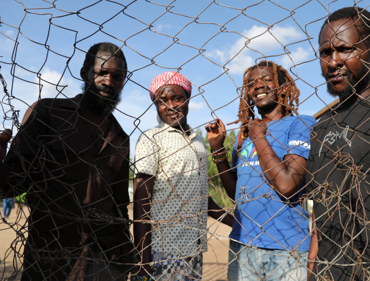 Ugandan refugees Kambugu Mubarak, Muheeza Jumapili Frank, Kikongo Andrew and Mulumba Musa, members of the lesbian, gay, bisexual and transgender (LGBT) community, are seen at the Kakuma refugee camp, in Turkana county