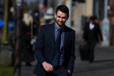 FILE PHOTO: Daniel McArthur general manager of Ashers bakery involved in a “gay cake” legal dispute arrives at a Supreme Court hearing in Laganside courts in Belfast