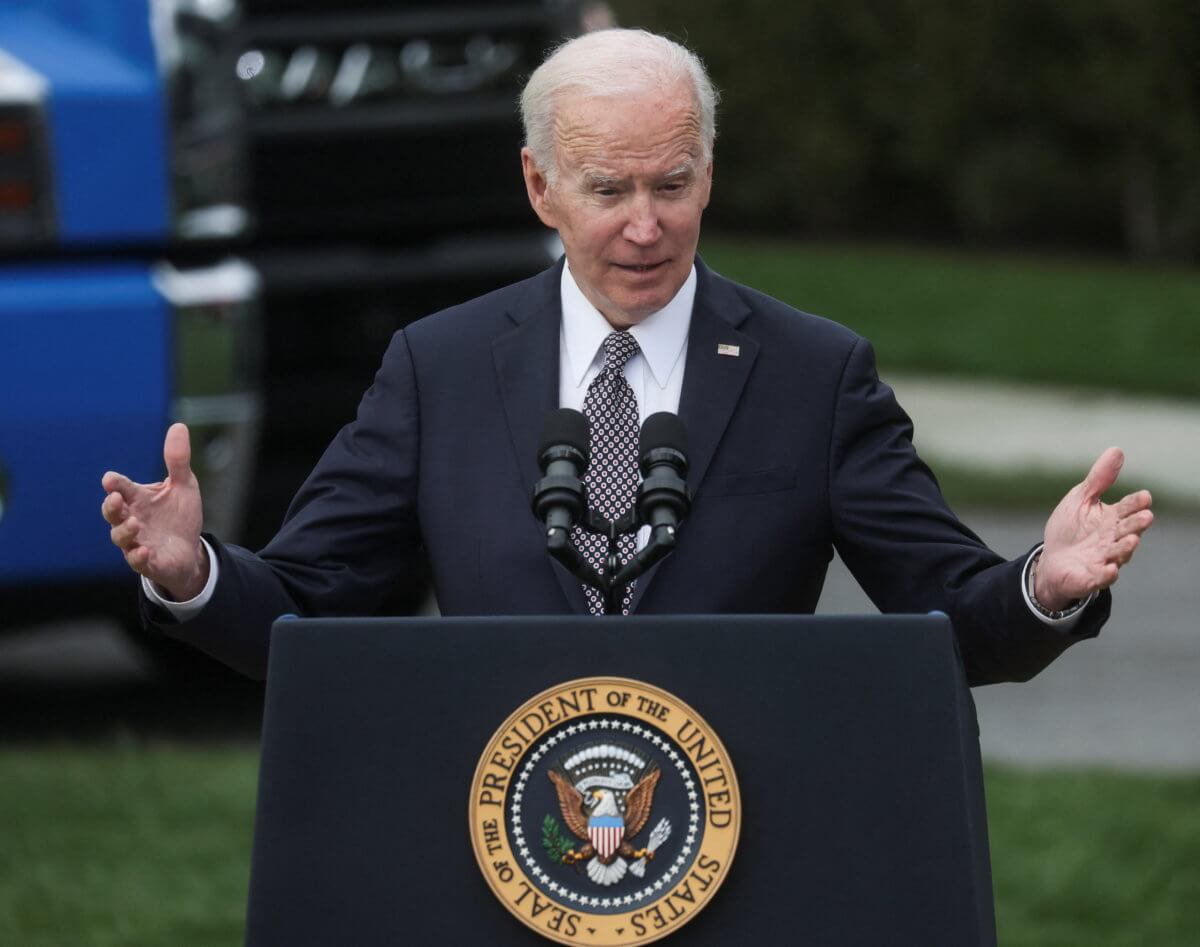 U.S. President Joe Biden speaks about plans to strengthen national supply chains at the White House in Washington