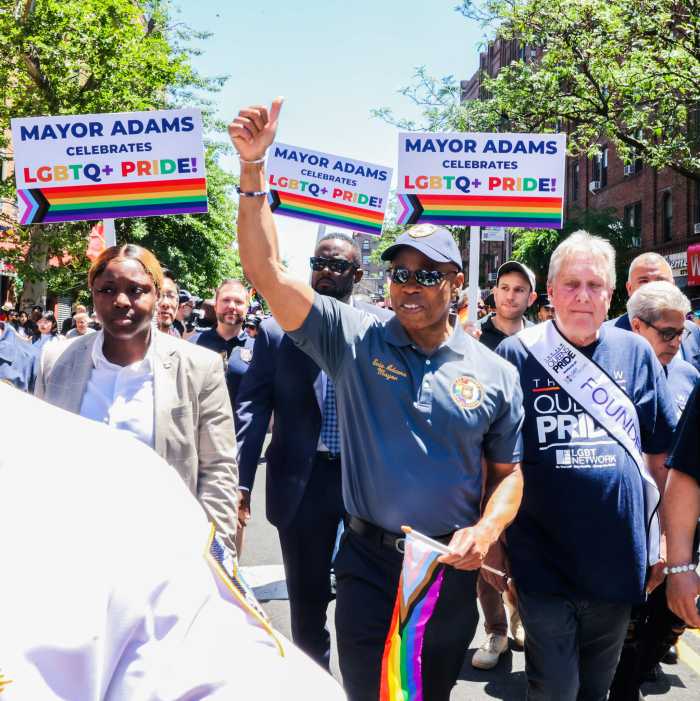 Mayor Eric Adams and former Councilmember Daniel Dromm at Queens Pride in 2022.
