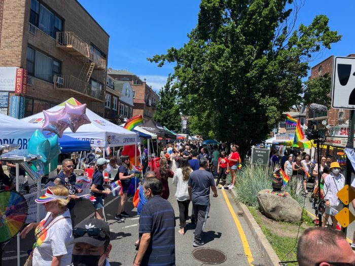 Vendors line the streets at Queens Pride last year.