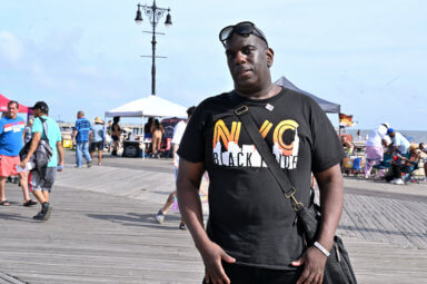 Lee Soulja-Simmons, the leader of NYC Black Pride, pauses for a picture during last year's Pride at the Beach event.