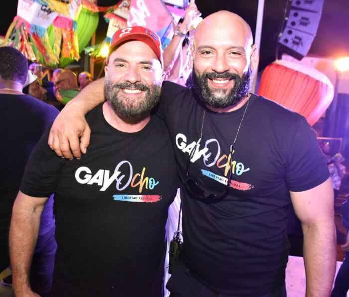 Gay8 Festival Co-Founder Damian Pardo, left, with a friend and festival supporter, Sanchez Marco, right.