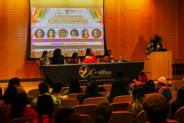 Panelists participate in one of the discussions at the conference.