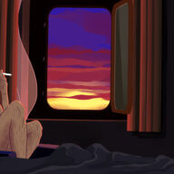 A person smokes while looking out the window during a scene in the animated film “Christopher at Sea."