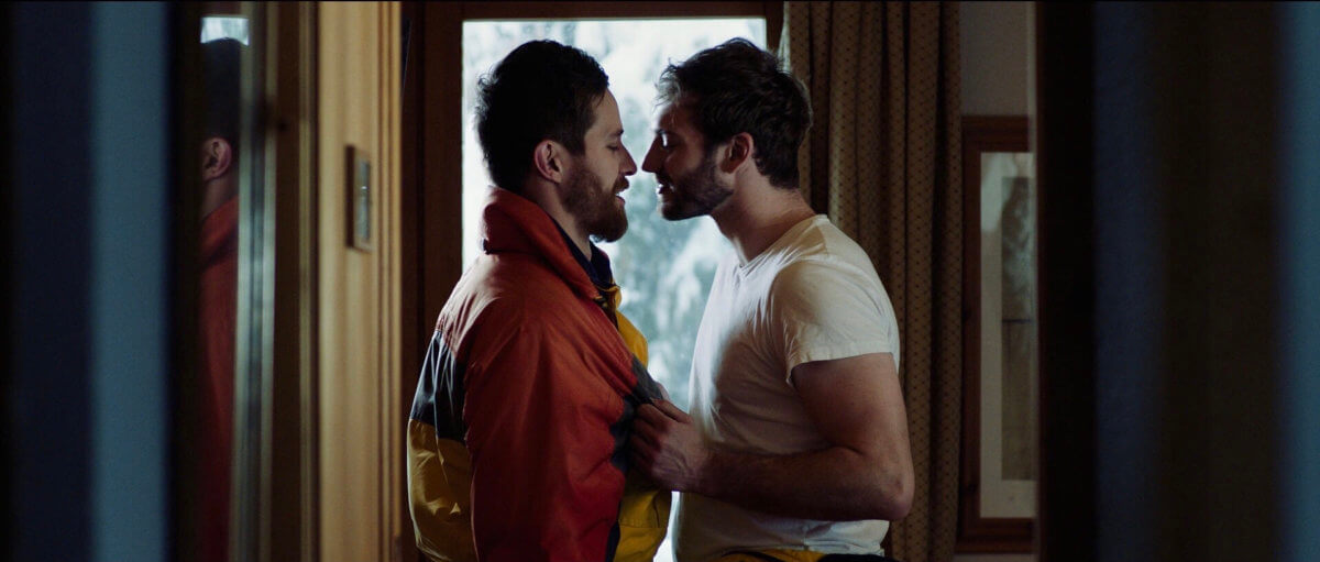 Two men together during a scene from "In from the Side."