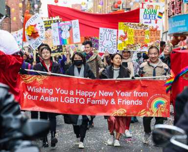 The Lunar New Year for All contingent marches through Chinatown on February 12.