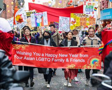 The Lunar New Year for All contingent marches through Chinatown on February 12.