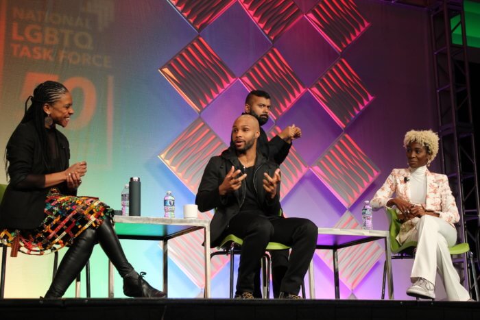 National LGBTQ Task Force Executive Director Kierra Johnson and “Pose” stars Dyllón Burnside and Angelica Ross discuss the future of the Task Force and the work that remains that needs to be done at Creating Change 35’s closing plenary in San Francisco, February 20, 2023.