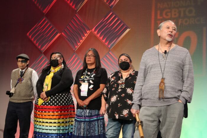 Members of the Ohlone tribe, Ramaytush tribe in San Francisco, the Chochenyo and the Karkin tribes in East Bay led the land acknowledgement at the opening plenary of Creating Change 35 in San Francisco, February 17-21, 2023.