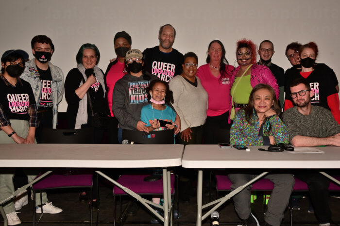 Reclaim Pride Coalition members at the town hall on February 25.