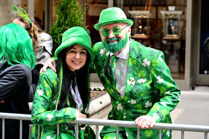 Decked out in green on the sidelines of the St. Patrick's Day Parade.