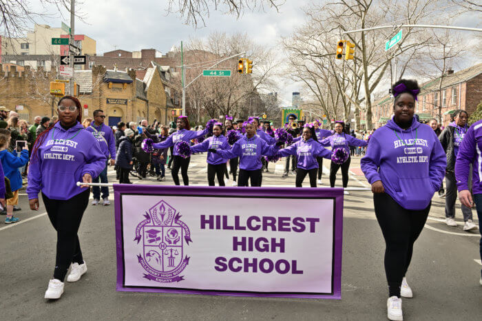The Hillcrest High School contingent marches along.
