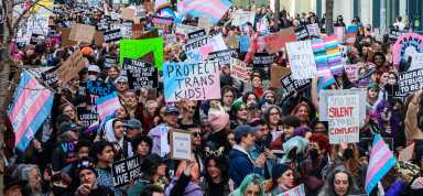 An International Transgender Day of Visibility demonstration in 2023.