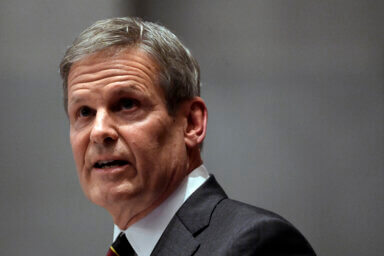 Tennessee Governor Bill Lee, who signed the anti-drag bill into law, delivers his State of the State Address in the House Chamber, Feb. 6, 2023, in Nashville, Tennessee.
