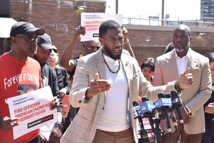 Public Advocate Jumaane Williams speaks at a press conference in support of Trawick's family on April 12, 2023.