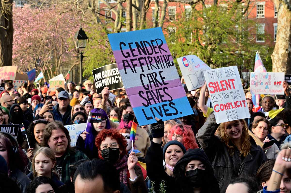 On the scene at a Transgender Day of Visibility event in New York City in 2023.
