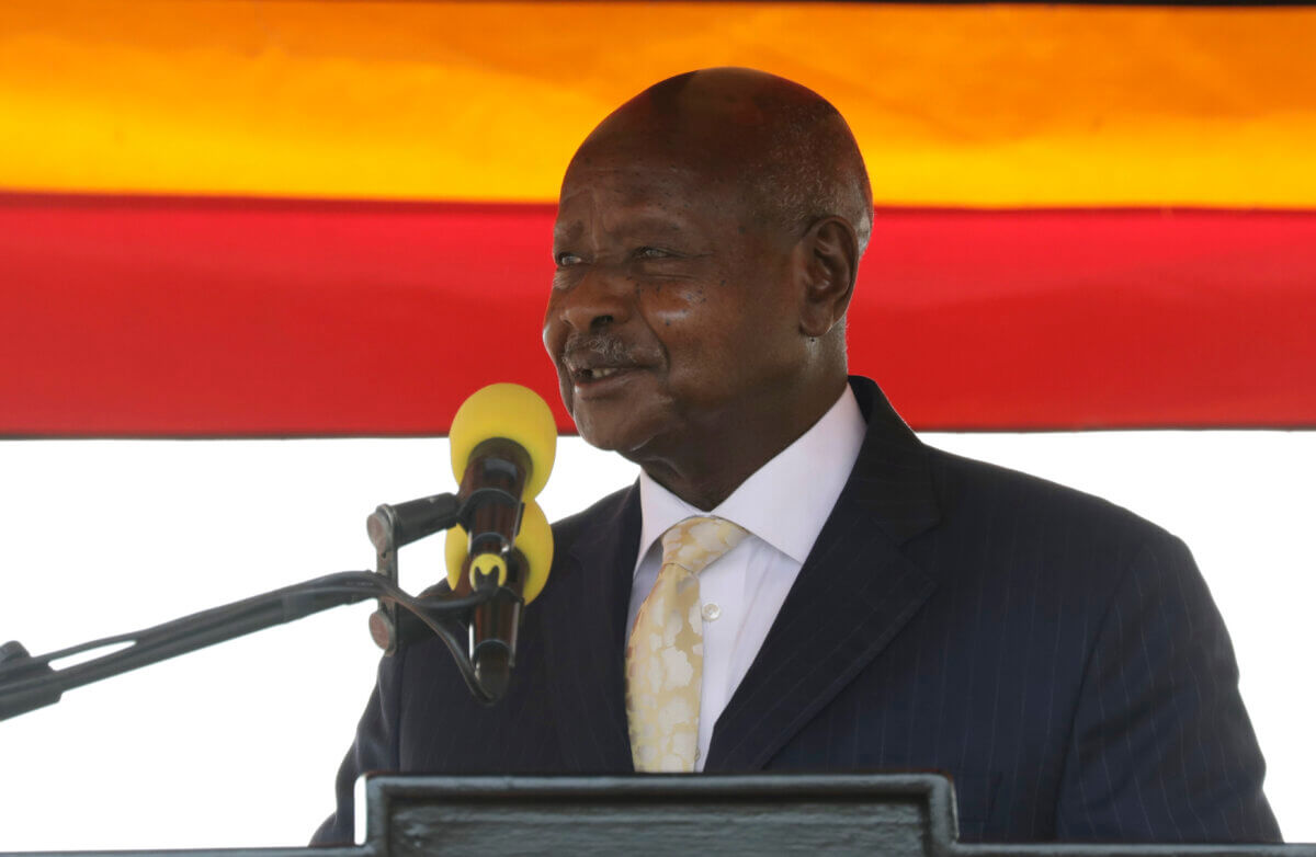 Uganda's President, Yoweri Museveni, speaks during the 60th Independence Anniversary Celebrations in Kampala, Uganda on Oct. 9, 2022.