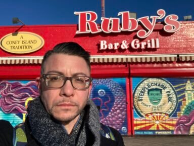 Christian Molieri at Ruby's Bar and Grill on the Riegelmann Boardwalk in Coney Island.