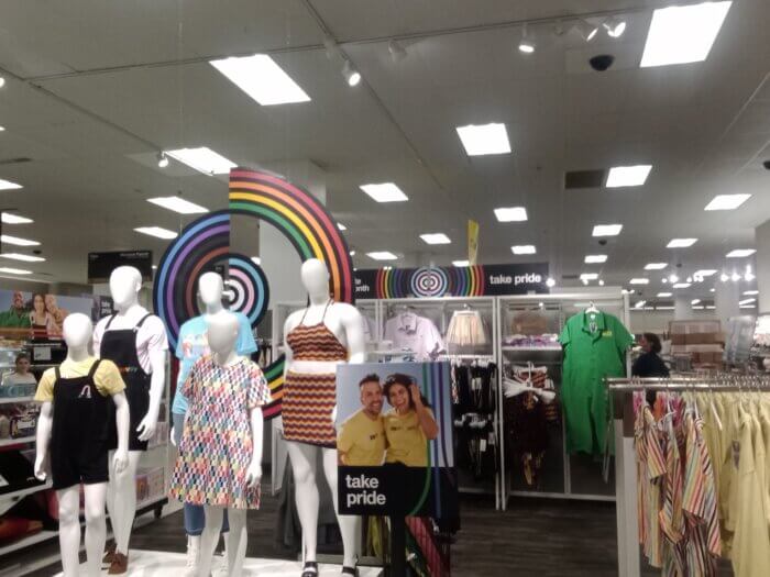 Pride merchandise on display at a Target store in Atlantic Terminal in Brooklyn, New York.