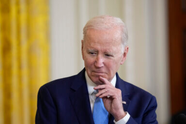 President Joe Biden listens during a news conference with British Prime Minister Rishi Sunak in the East Room of the White House in Washington, Thursday, June 8, 2023.