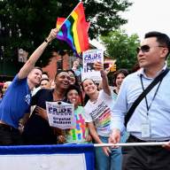 The City Council's LGBTQIA+ Caucus members at Brooklyn Pride in 2023.