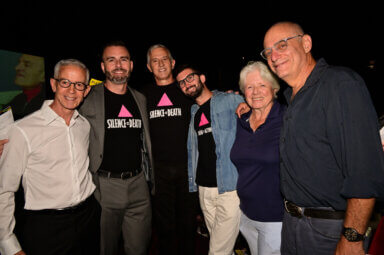 Members of ACT UP together at Larry Kramer's memorial on June 26.