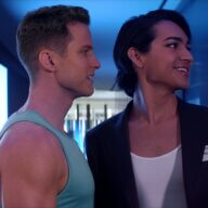 Graham Parkhurst as Parker and Miss Benny as Marco in an episode of "Glamorous."