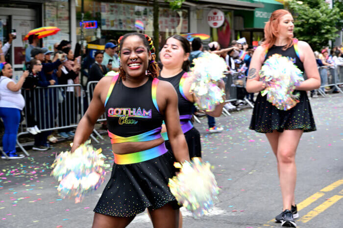 Gotham Cheer lights up Queens Pride with joy and excitement.