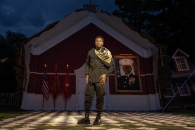 Ato Blankson-Wood in "Hamlet," which is running at The Delacorte Theater.