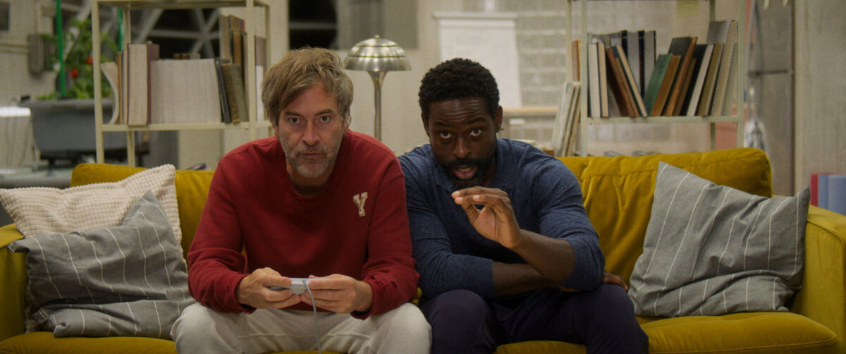 In "Biosphere," the end of the world opens up new possibilities for its sole characters, former president Billy (Mark Duplass) and his advisor and lifelong friend Ray (Sterling K. Brown), as they live together under a dome.