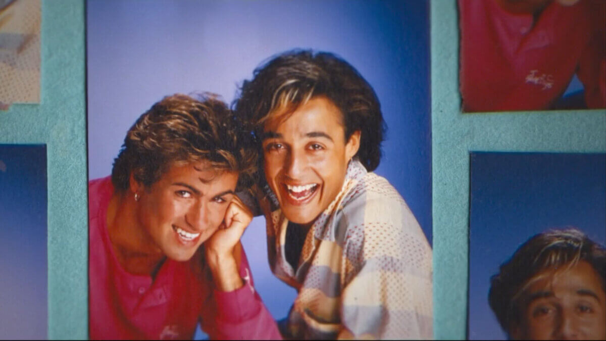 George Michael and Andrew Ridgeley in "Wham!"