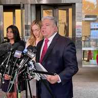 Brooklyn District Attorney Eric Gonzalez holds a press conference on August 10, 2023 to announce an indictment in the stabbing death of O'Shae Sibley, a gay man who was killed at a Brooklyn gas station.