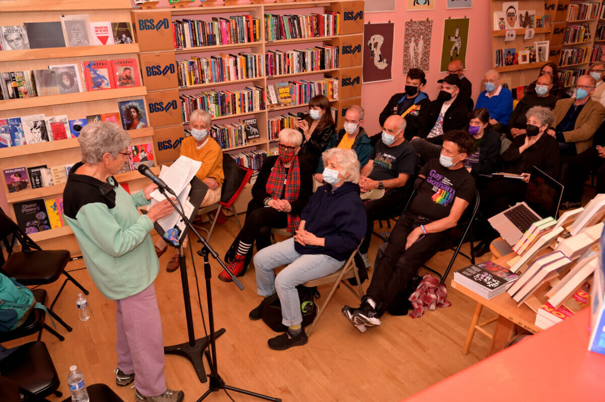 Martha Shelley reads to the audience at the LGBT Community Center on Oct. 15.