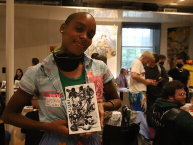 Golden Collier at the New York Queer Zine Fair on Saturday, October 7. Collier makes zines that center “marginalized people of the African diaspora.”